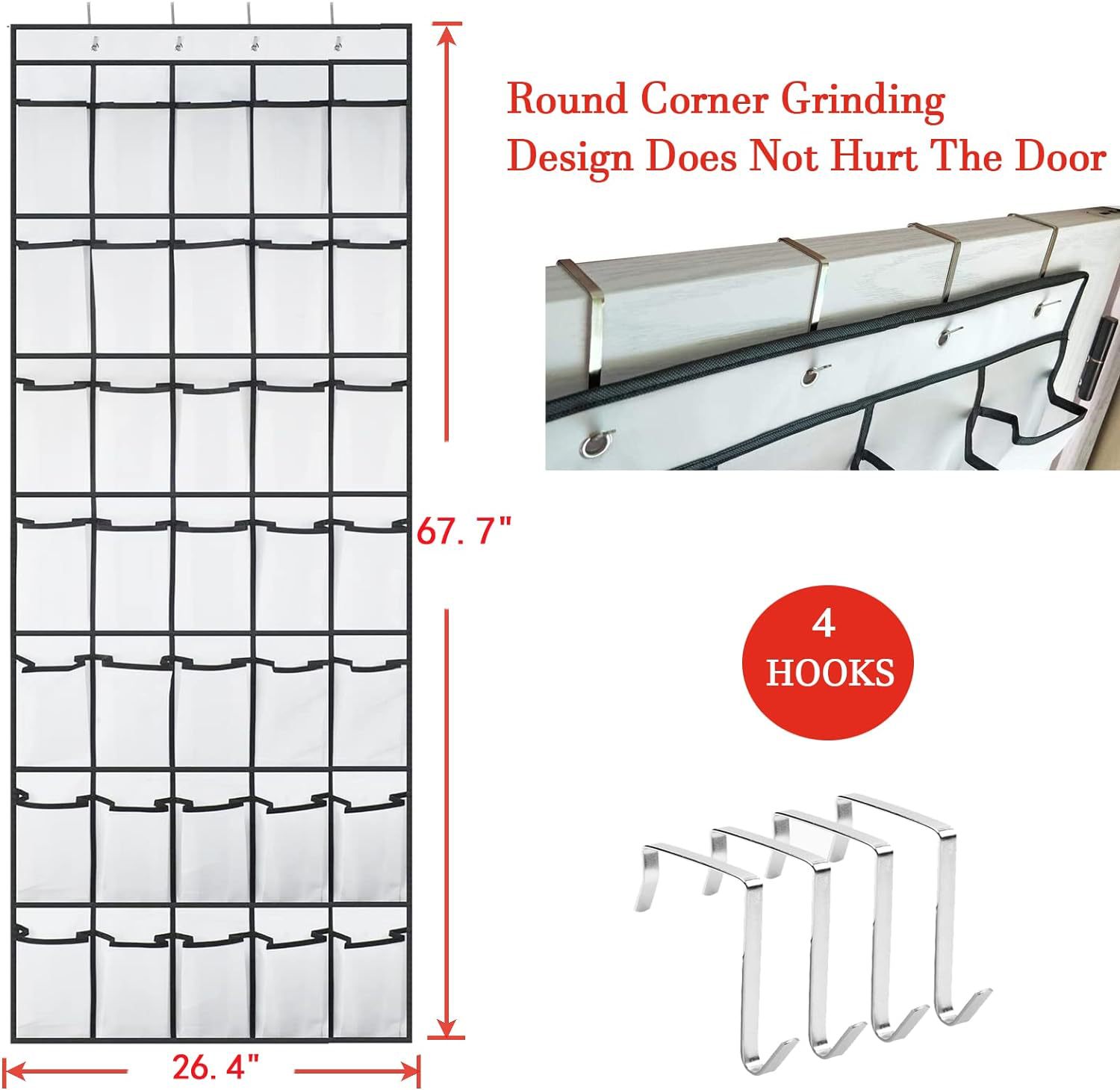 跨境热卖24格门后挂袋储物袋收纳袋鞋子收纳袋多层网格收纳挂袋详情36