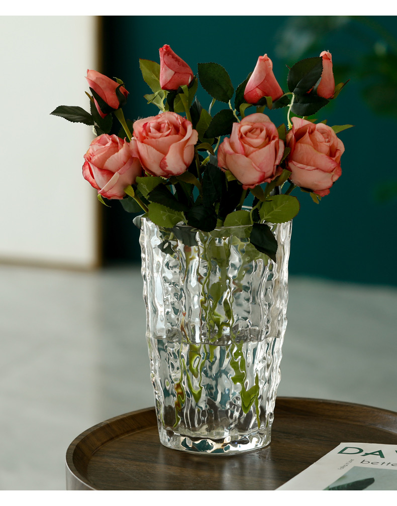 宇行玻璃北欧彩色玻璃花瓶客厅百合花玫瑰水养水培花插餐桌装饰摆件水晶花瓶详情15