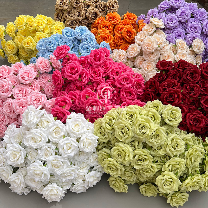 婚庆仿真花3头钻石玫瑰无叶版玫瑰花路引花材弗洛伊德玫瑰瀑布详情10