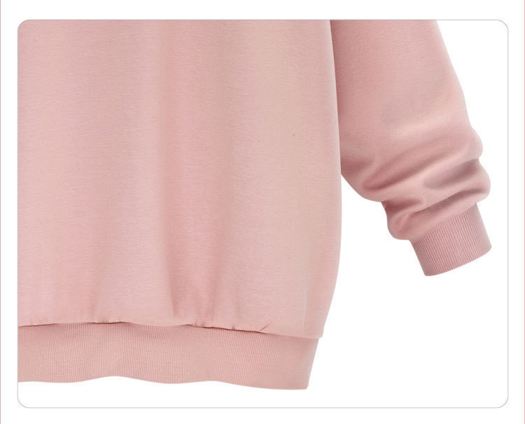 A new large-sized, fleece and thickened hooded sweatshirt for women with loose long-sleeved sleeves pic 14