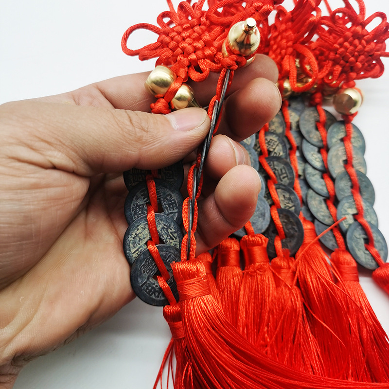 Cinnabar Fulu frosted gold gourd pendant, painted bagua metal gourd pendant, black copper five-emperor coin gourd pendant pic 4