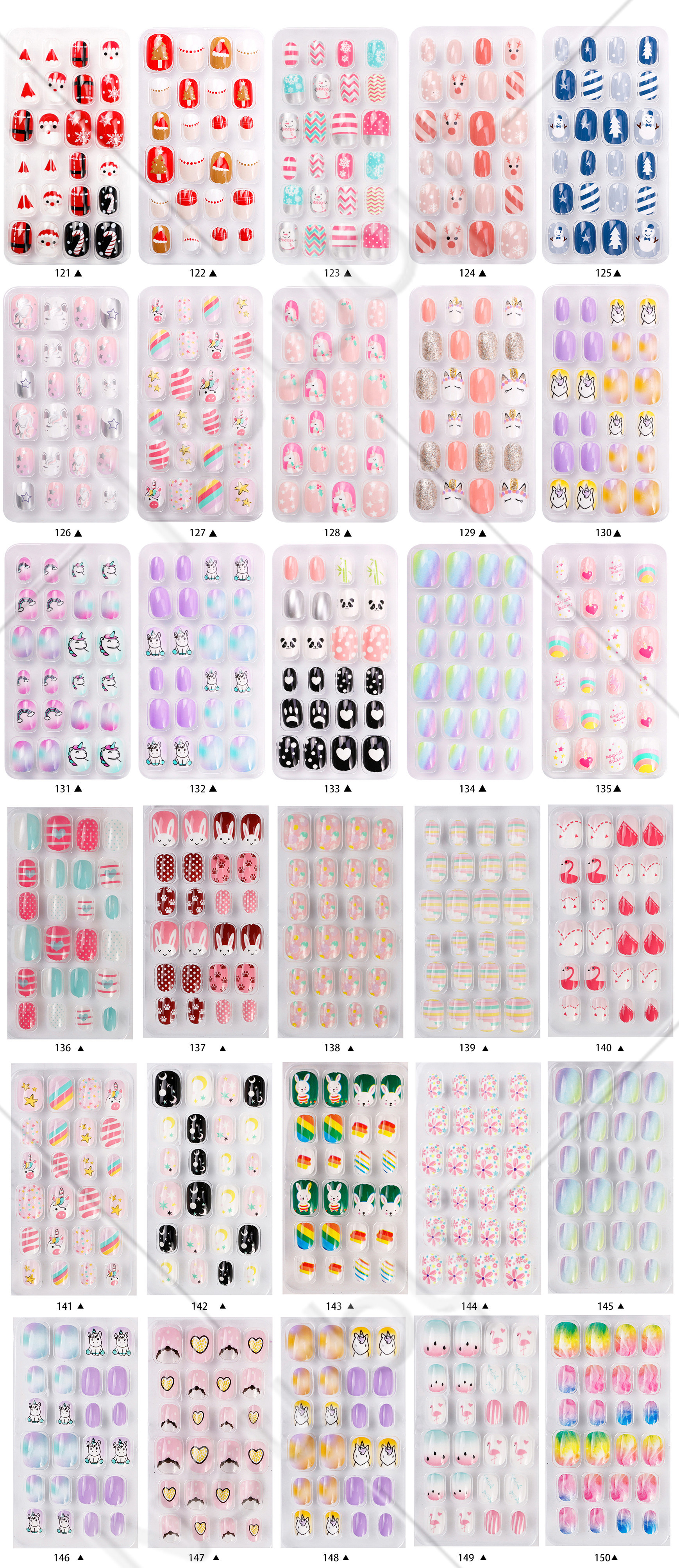 Finished nail sheets for children, 24 pieces of nail patches, cartoon Christmas fake nails, detachable nail stickers with adhesive backing pic 12
