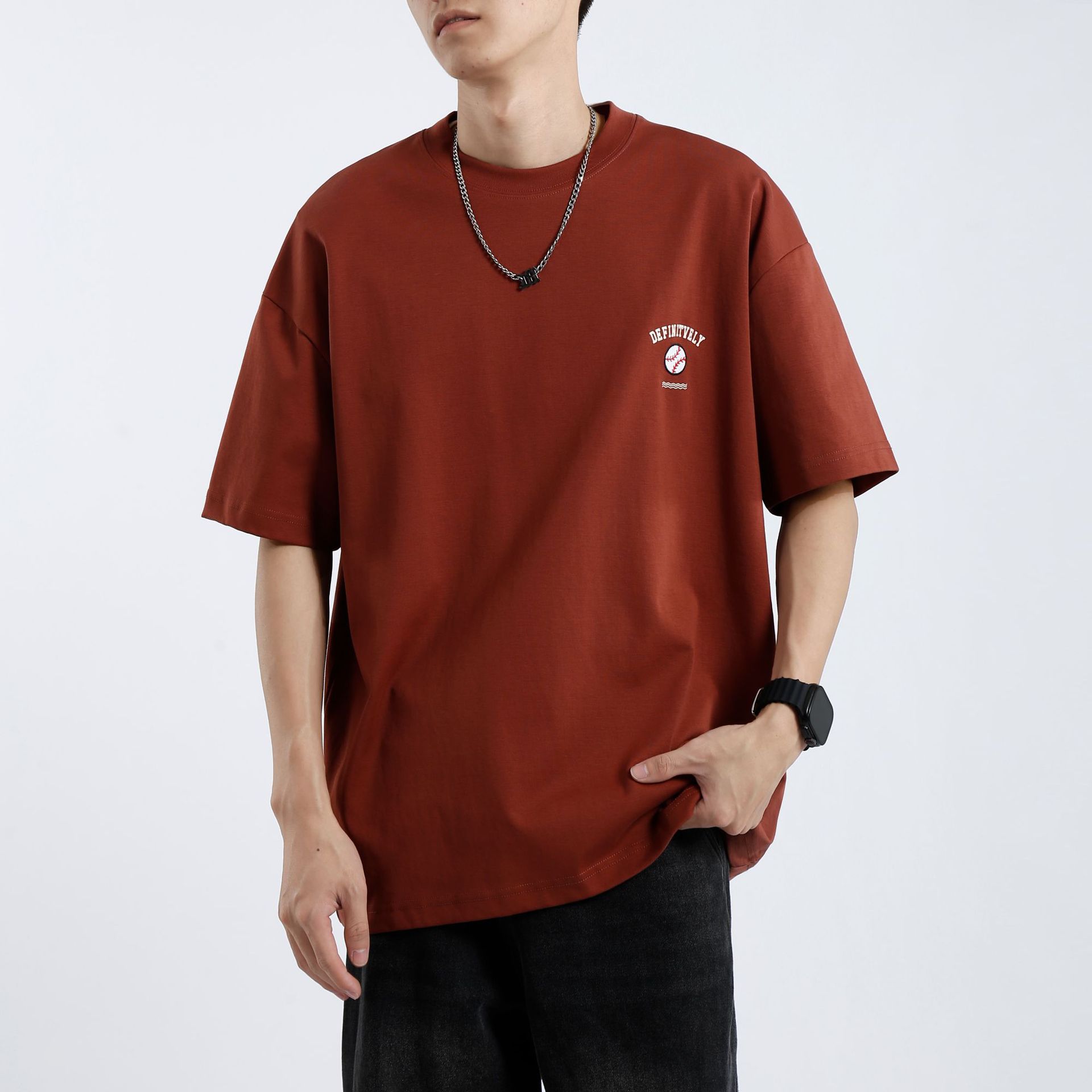 阿尔图220G重磅纯白印花短袖t恤男潮牌潮流夏季休闲宽松圆领上衣详情23