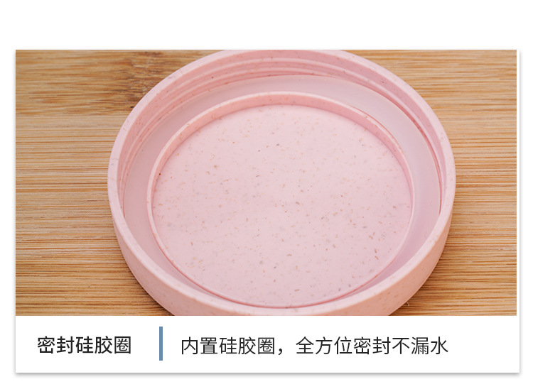 国潮小麦秸秆杯双层保温杯密封水杯随手高颜值塑料杯便携挂绳水杯批发详情9