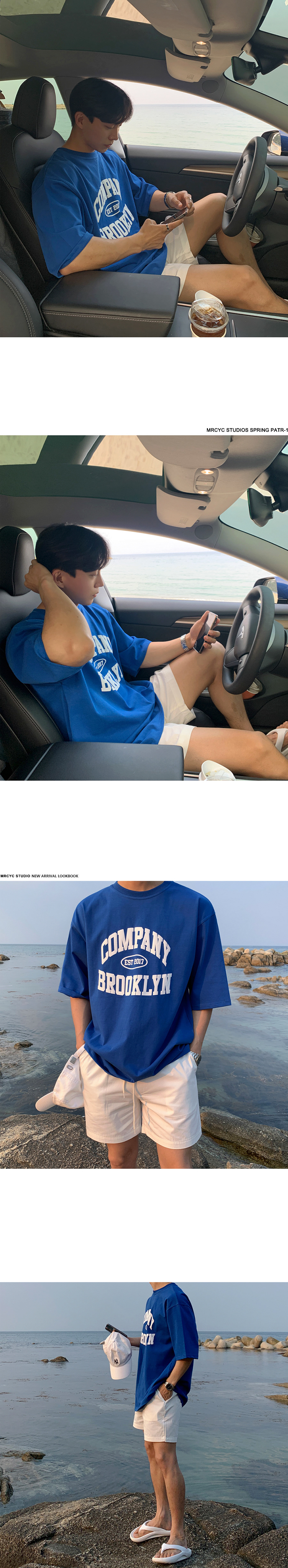 MYQ克莱因蓝短袖T恤男款夏季韩版潮流字母发泡印花纯棉半袖体恤详情15