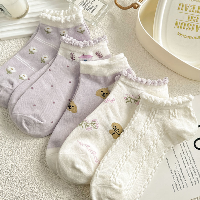 袜子地摊一件代发船袜女春夏花边短袜低腰浅口可爱少女学生袜百搭休闲潮袜一件代发详情10