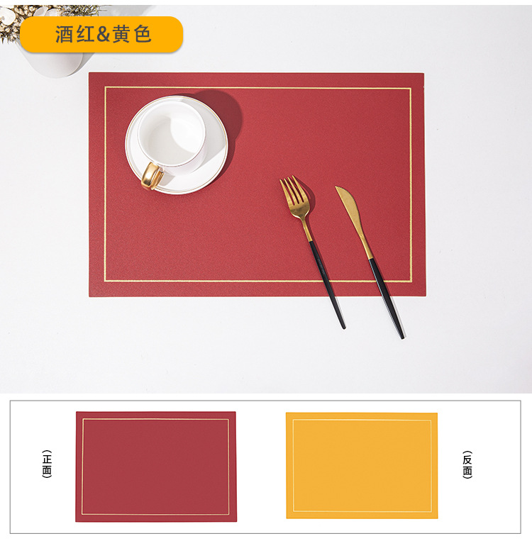 批发纯色皮革餐垫隔热垫防烫西餐桌垫双面双色餐垫防水防油餐桌垫详情17