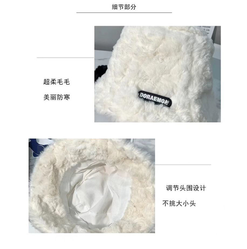 秋冬加绒加厚保暖渔夫帽羊羔绒盆帽女生冬季潮流时尚百搭毛绒帽子详情5