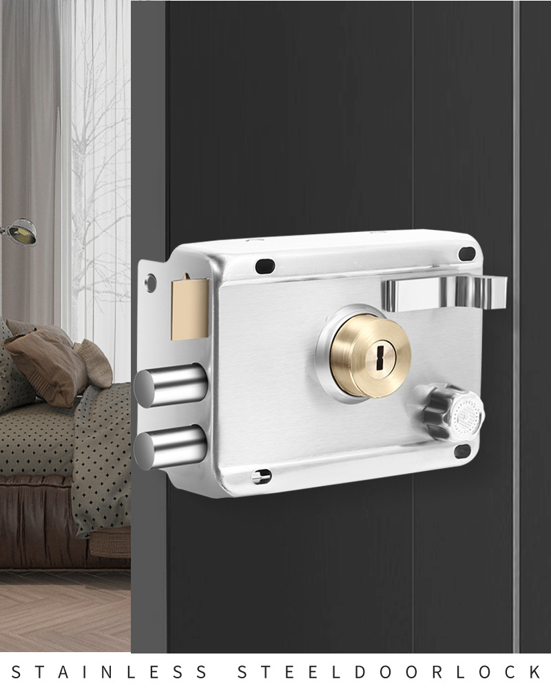 不锈钢外装门锁家用通用型老式防盗大门铁门室内木门宿舍锁具详情13