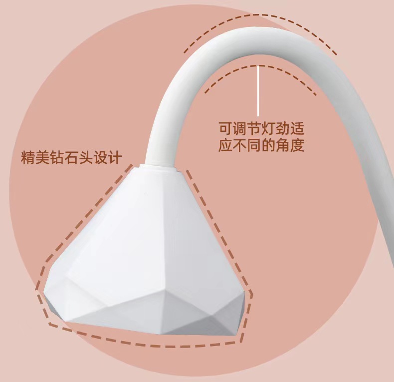新款美甲光疗灯粘甲片便携式充电款快干36W玫瑰莲花灯烤跨境批发详情10
