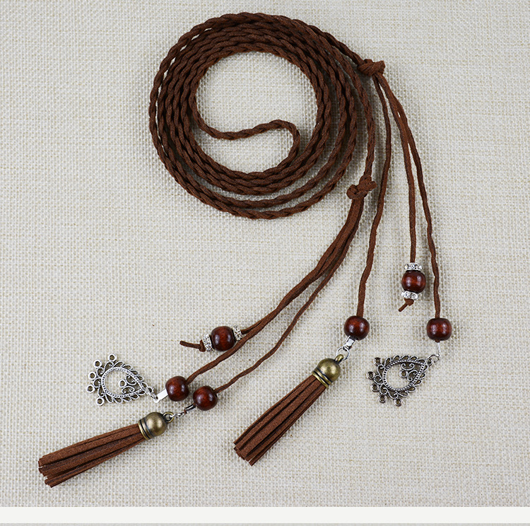 新民族风纯手工装饰腰带女细流苏百搭连衣裙时尚简约编织腰链腰绳详情10