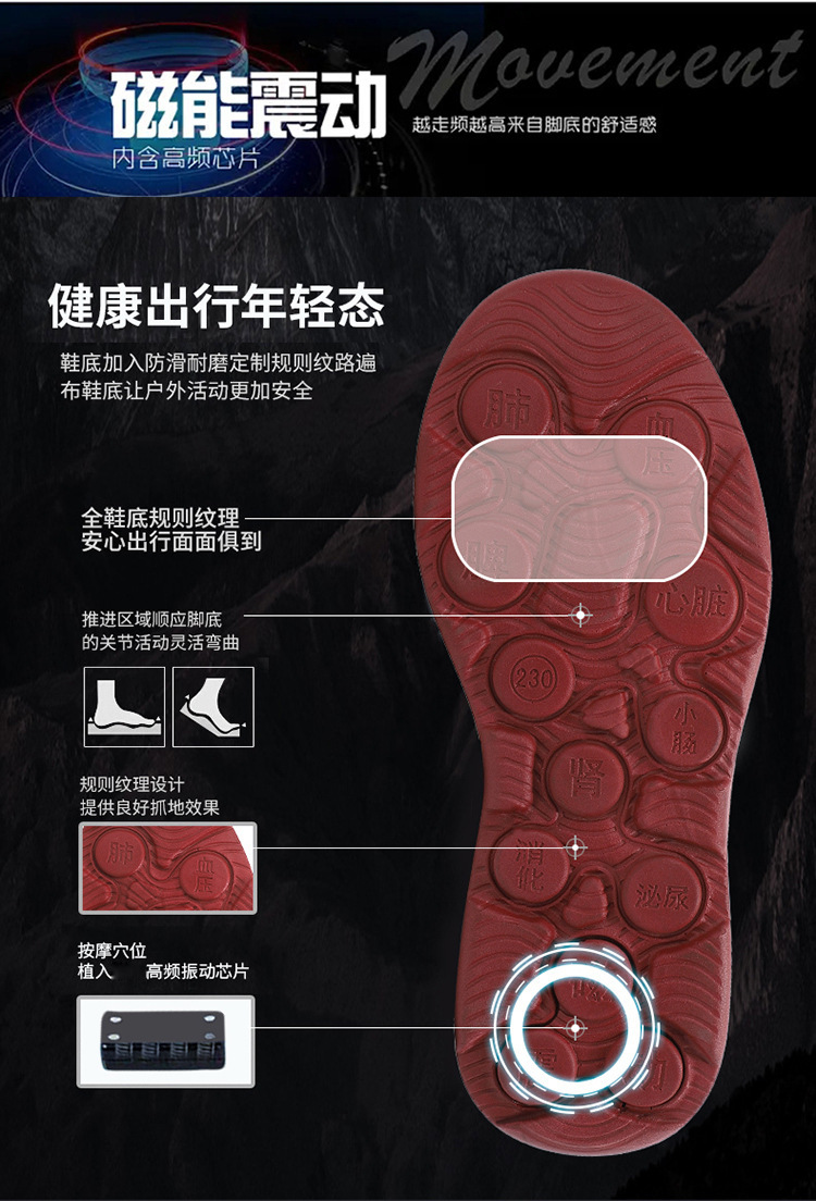 Zuli Senior shoes, anti-slip walking shoes, shoes for middle-aged and elderly mothers, terahertz permanent magnet vibration massage and magnetic therapy shoes pic 30