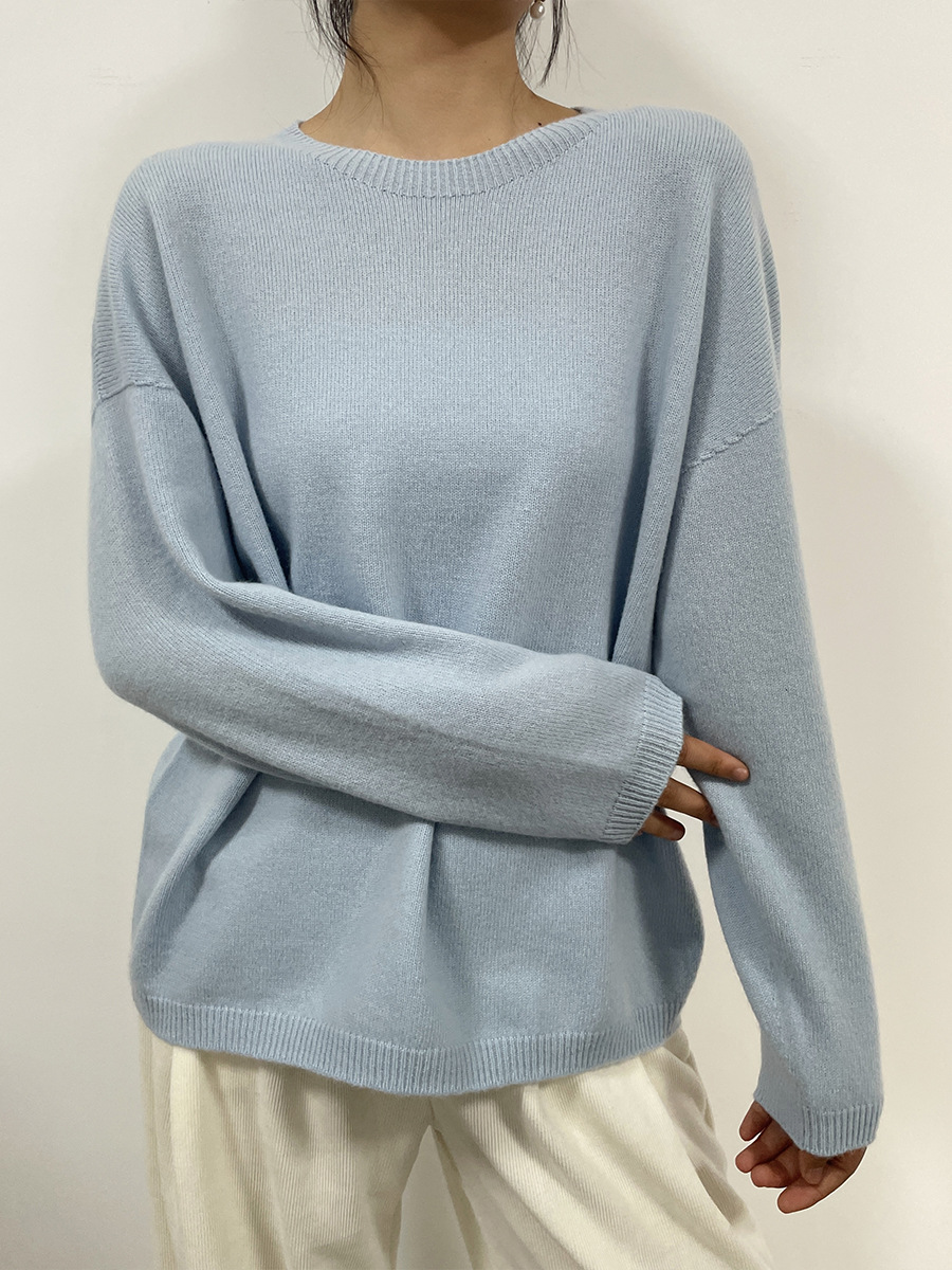Fully formed seamless pure wool knitted sweater for women, 100% spring new style loose slimming round neck top wool sweater for women, fashionable and trendy, other categories pic 31