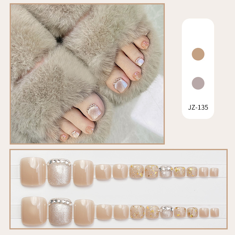 JZ-135 Wearable nail Art nail plate wholesale matte gold edge French toenail stickers detachable pieces waterproof toenails pic 5