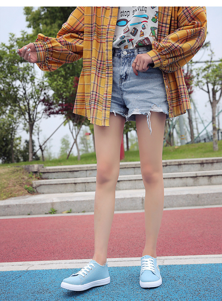 2024春季新款韩版拼色帆布鞋女透气系带学生休闲小白鞋女一件代发详情11