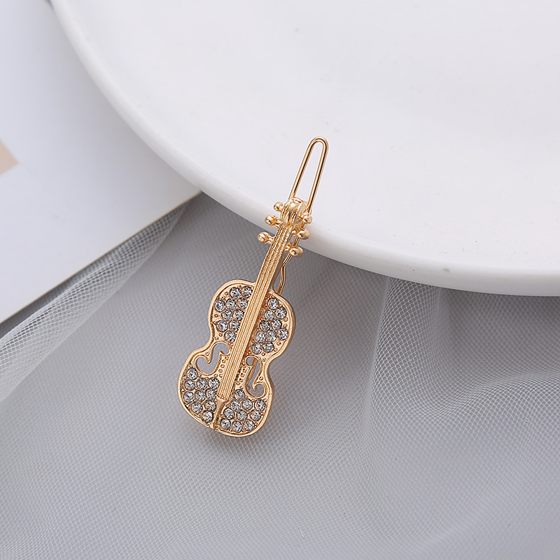 韩国时尚水钻金属小提琴发夹简约刘海碎发夹子少女气质一字夹边夹详情5