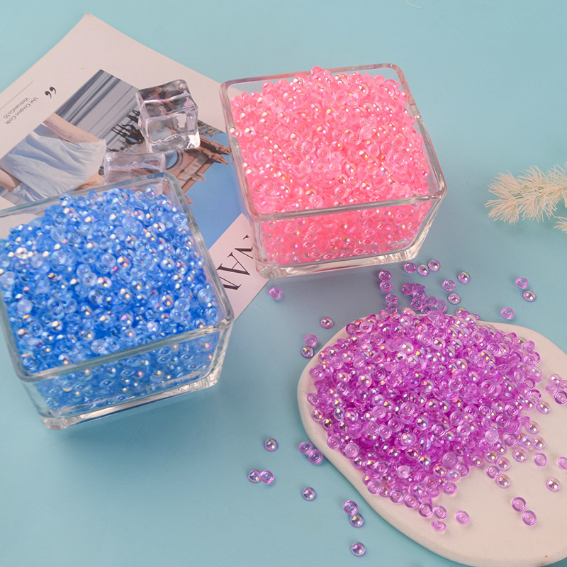 AB semi-circular pearl acrylic transparent AB color semi-circular imitation pearl diy nail art AB accessory flat-bottomed pearl pic 3