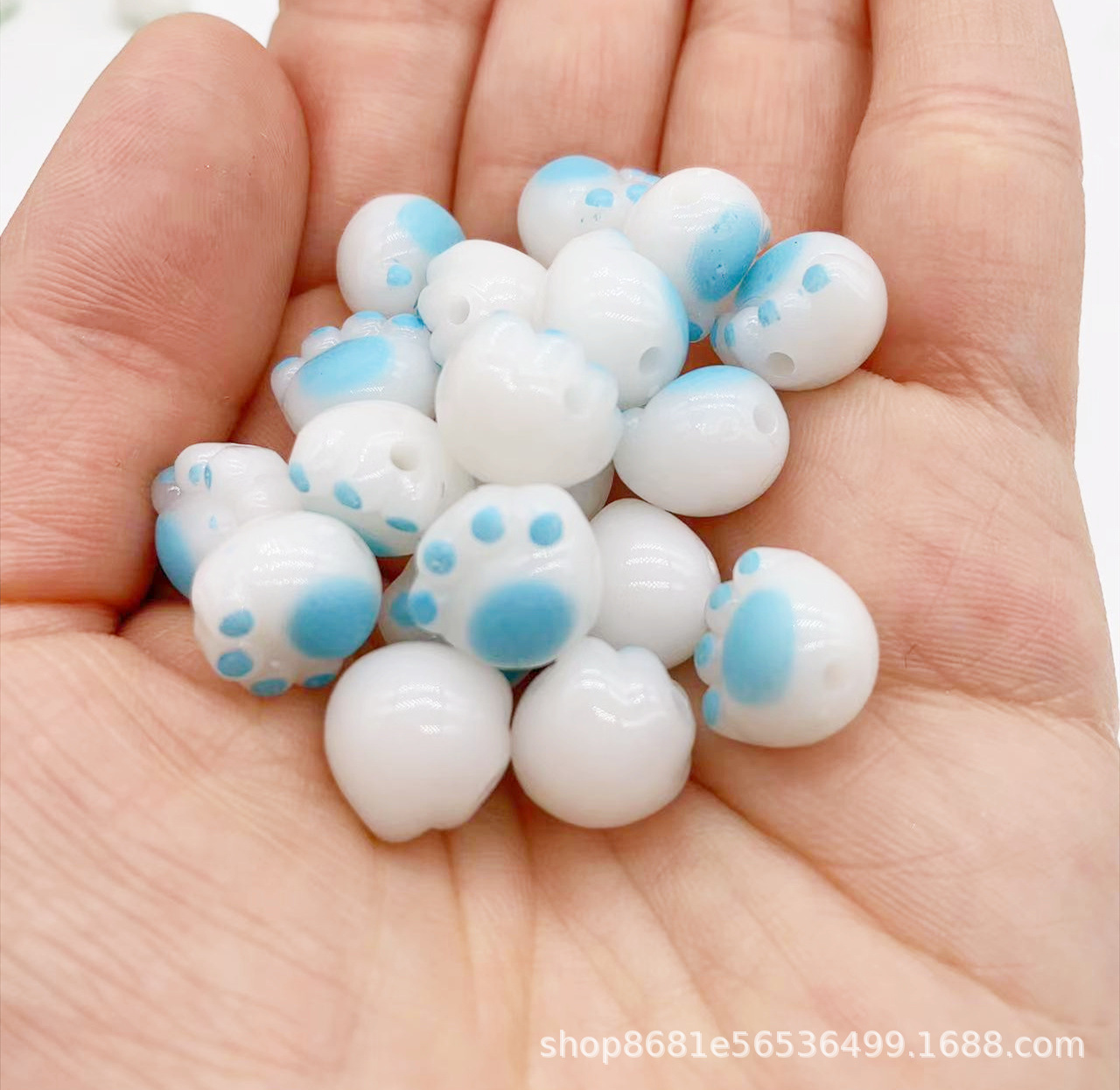 卡通可爱炭烧立体仿菩提猫爪直孔手串珠DIY手链挂件绕指柔材料包详情6