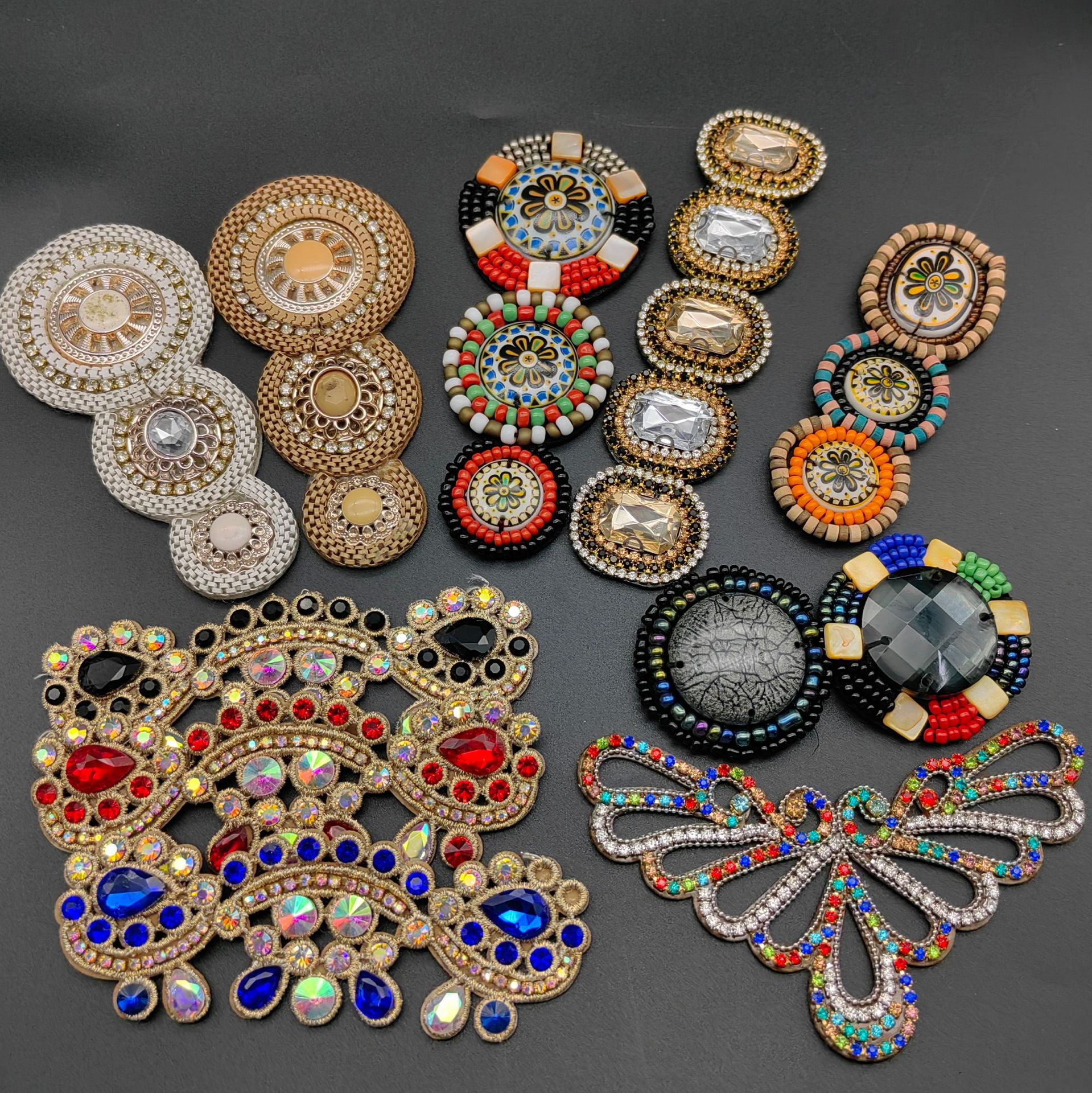 国潮批发复古手缝串珠鞋花民族风辅料配件手工小米珠布贴鞋帽包包配饰详情1