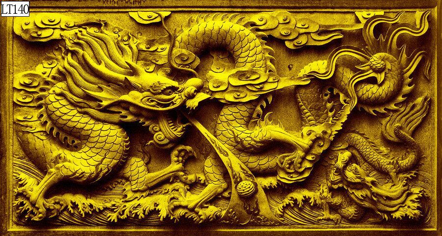 Fish tank aquarium decorative landscape background painting, pp material without glue, dragon background painting, two dragons playing with a pearl, dragon Roaming the world painting pic 33