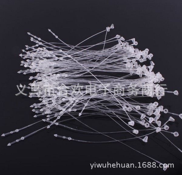 义乌厂家直销服装辅料9英寸透明白色吊牌绳塑料PP手穿针子母扣详情7