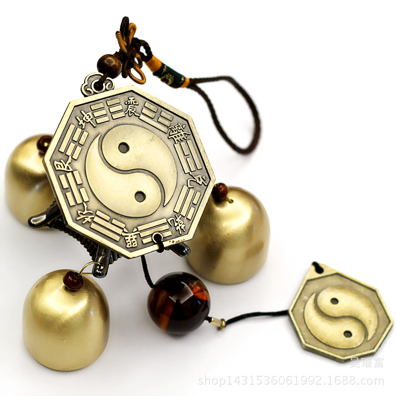 Copper wind chime hanging door decoration, pure copper bell bagua metal wind chime hanging piece pic 1