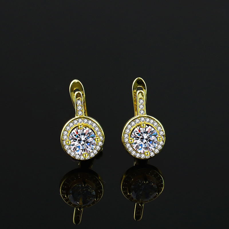 跨境外贸欧美轻奢高级感椭圆耳饰女生耳扣锆石手工微镶嵌气质耳环详情2