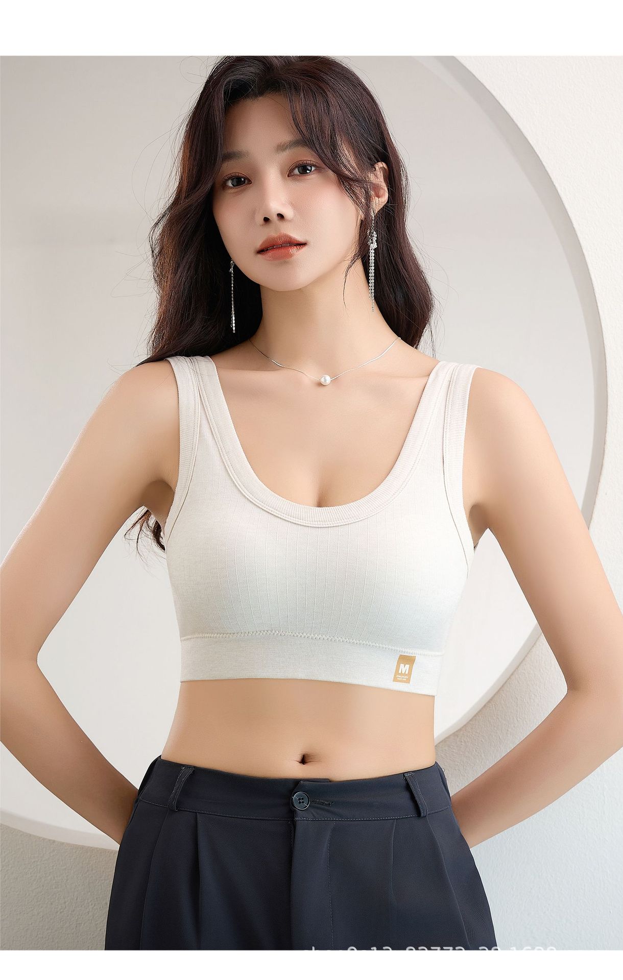 女士运动背心裹胸一体式固定杯无钢圈上托收副乳打底内衣美背抹胸详情12