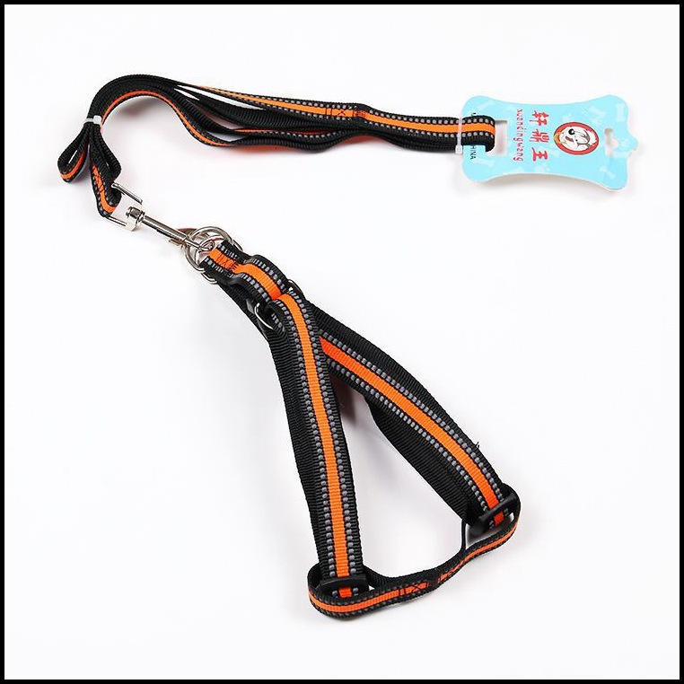 Pet dog leash, double-line reflective silk nylon leash, chest and back strap, small and medium-sized dog walking leash, dog chain, collar pic 6