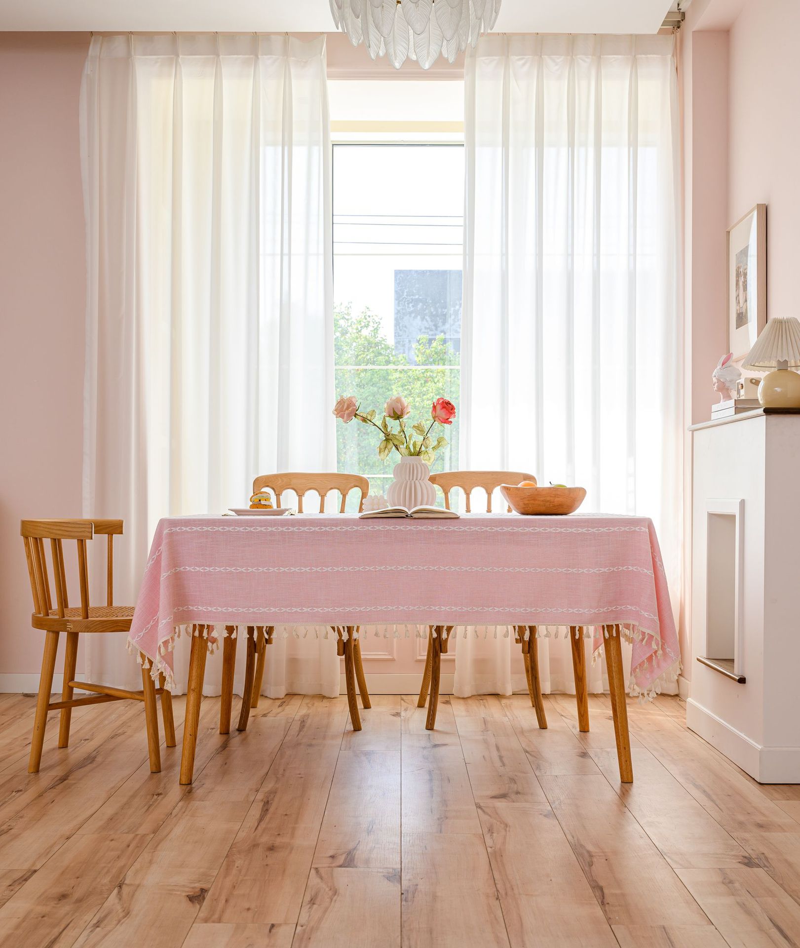 Cross-border three-dimensional embroidered striped tablecloth, popular black solid color, white cotton and linen tablecloth cover, fabric outdoor party pic 17