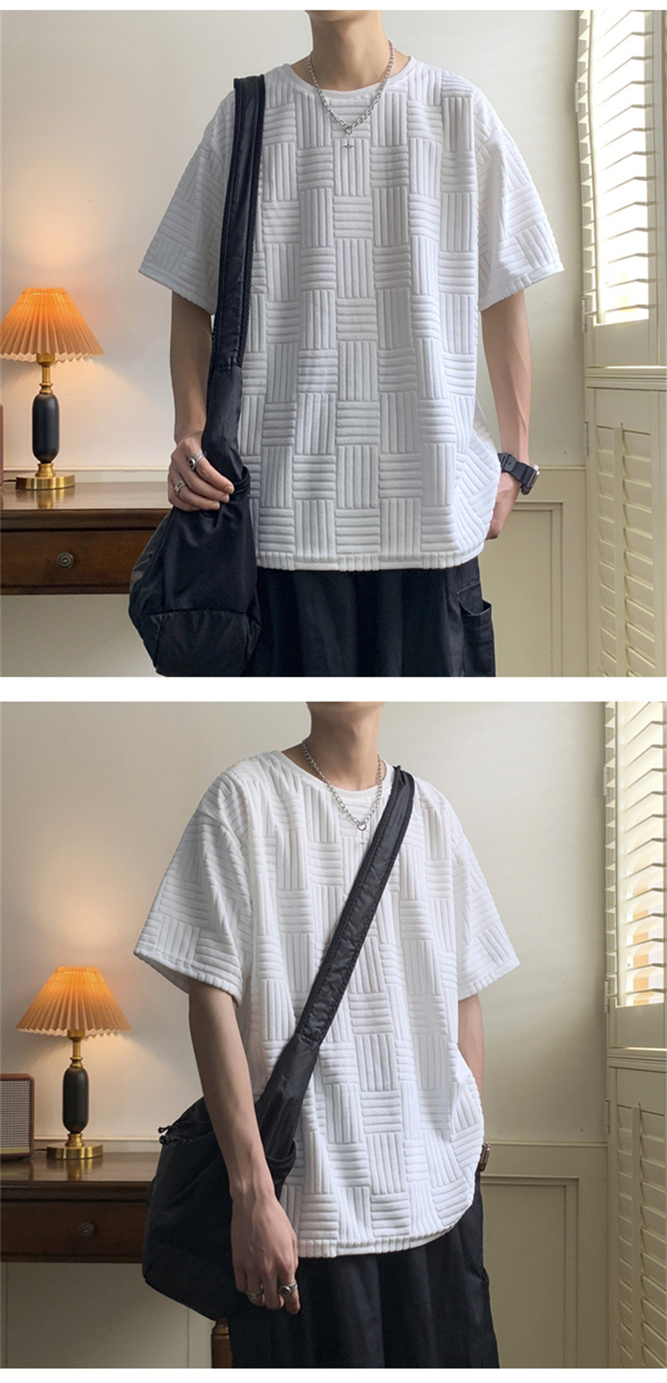 Summer short-sleeved T-shirt for men, Korean style loose and trendy, bf versatile, Hong Kong-style student simple round-neck five-quarter sleeve T-shirt pic 9