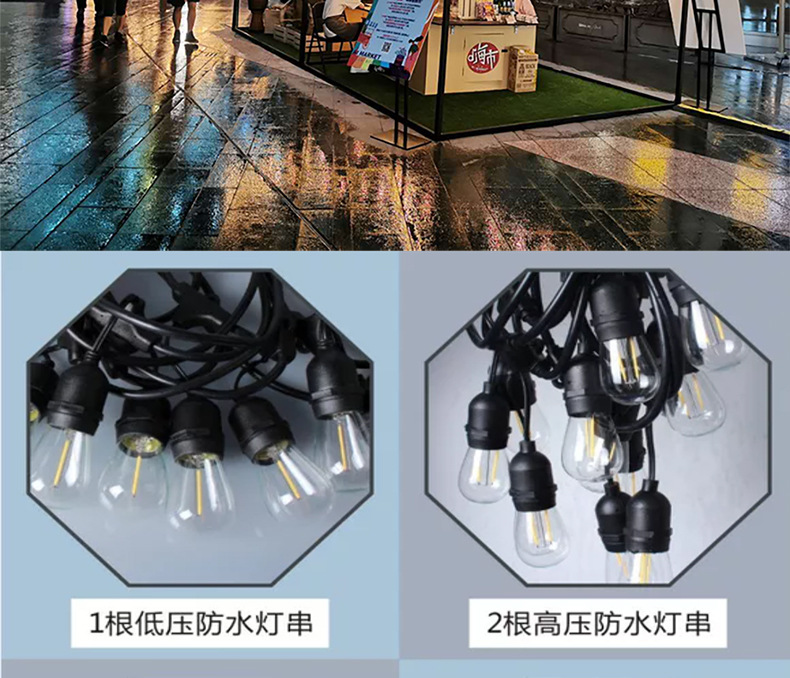 E26 outdoor waterproof light string cable E27RGB power cord pic 3