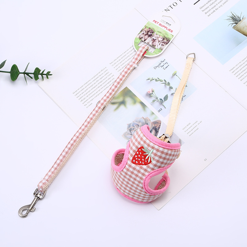 Pet cats and dogs, fruit lace-up, belly band, chest and back anti-escape, breathable and adjustable vest type leash, cross-border pic 12