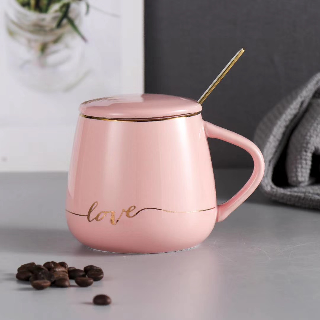 来样定制陶瓷杯简约英文情侣杯色釉礼品杯可刻字马克杯现货批发详情8
