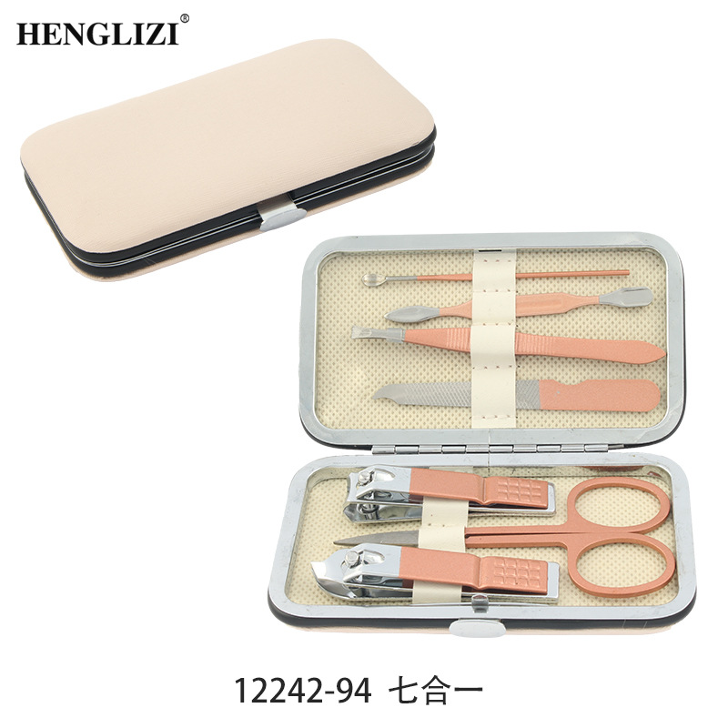 Cross-border nail trimming tool box, checkered set, nail clippers 10-piece set, eyebrow clippers, ear spoons, stainless steel nail set pic 16
