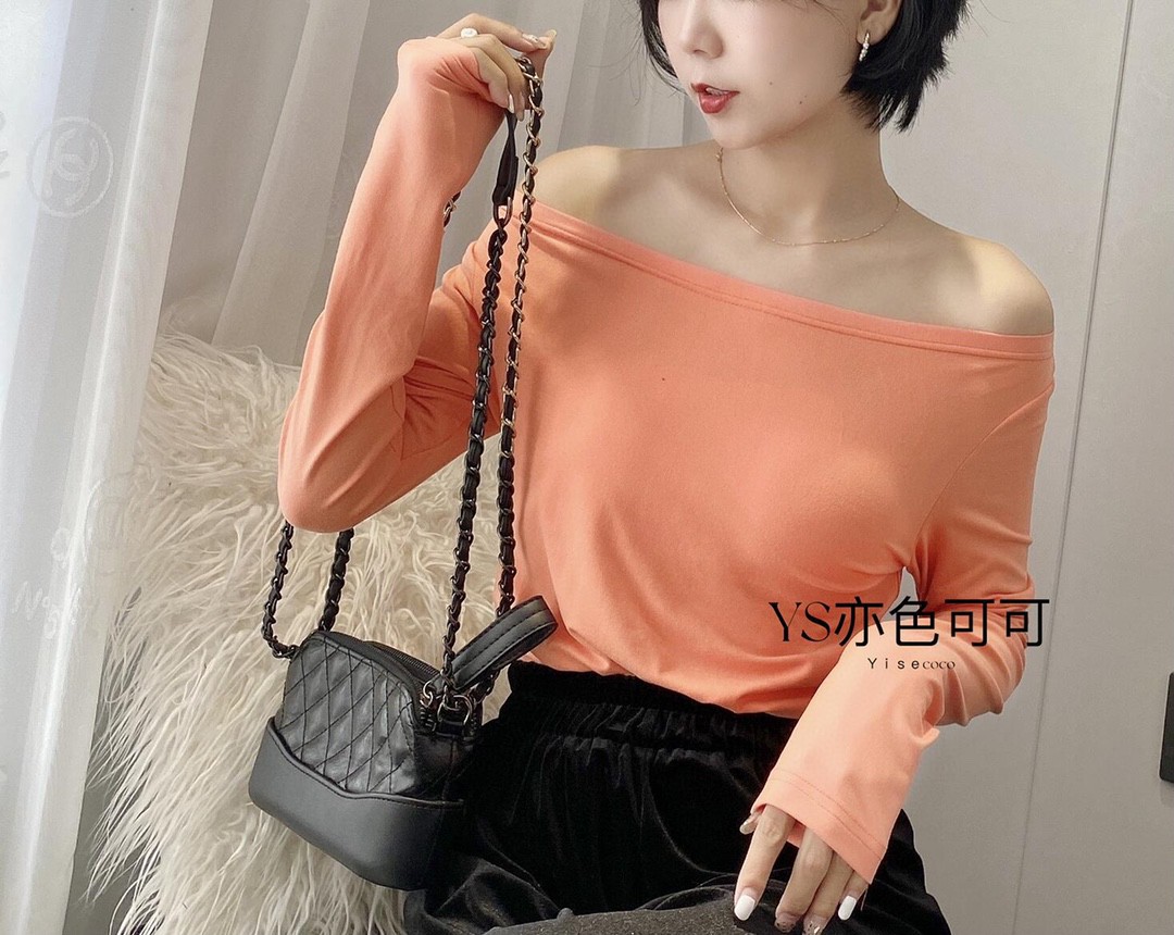 Yise Coco one-neck base layer for Women 2021 Early Autumn New style Japanese sweet and sexy thin long-sleeved top pic 20