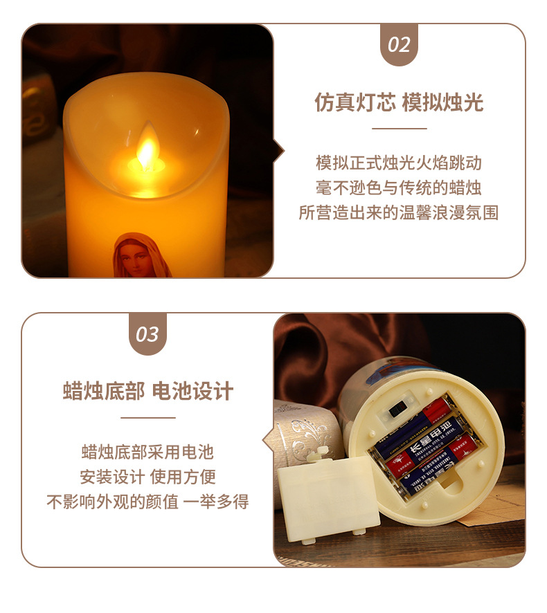 跨境LED欧式古典人物画电子蜡烛 感恩节气氛布置装饰厂家批发详情4