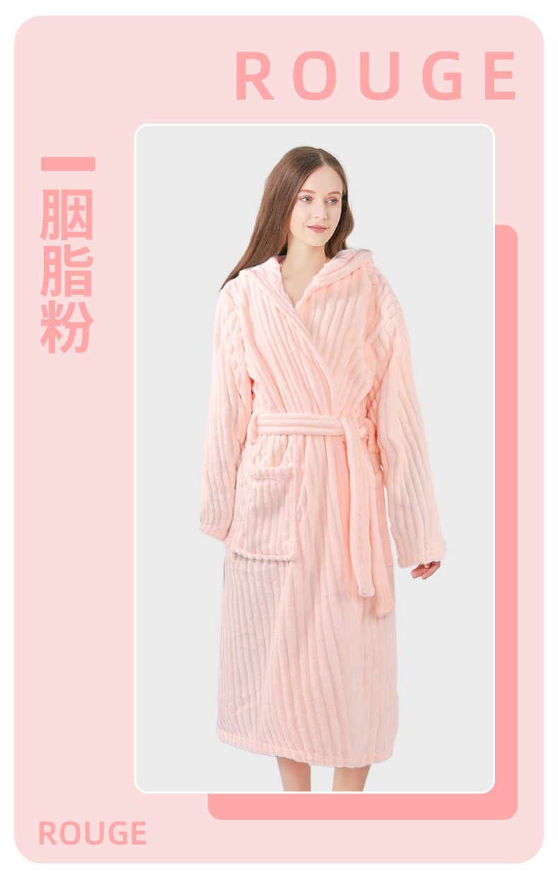 严选加厚珊瑚绒成人睡衣秋冬浴袍男女加长款晨袍柔软吸水情侣睡袍详情14