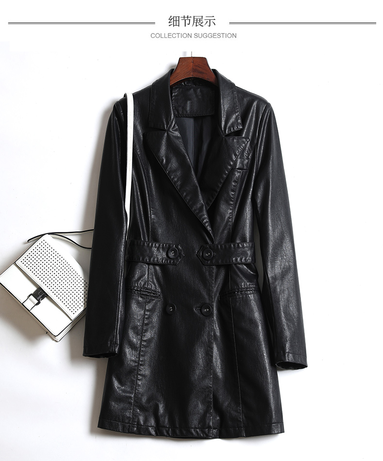 Retro Hong Kong-style casual small suit jacket for women, 2022 Spring and Autumn new Korean-style elegant pu leather suit jacket pic 16