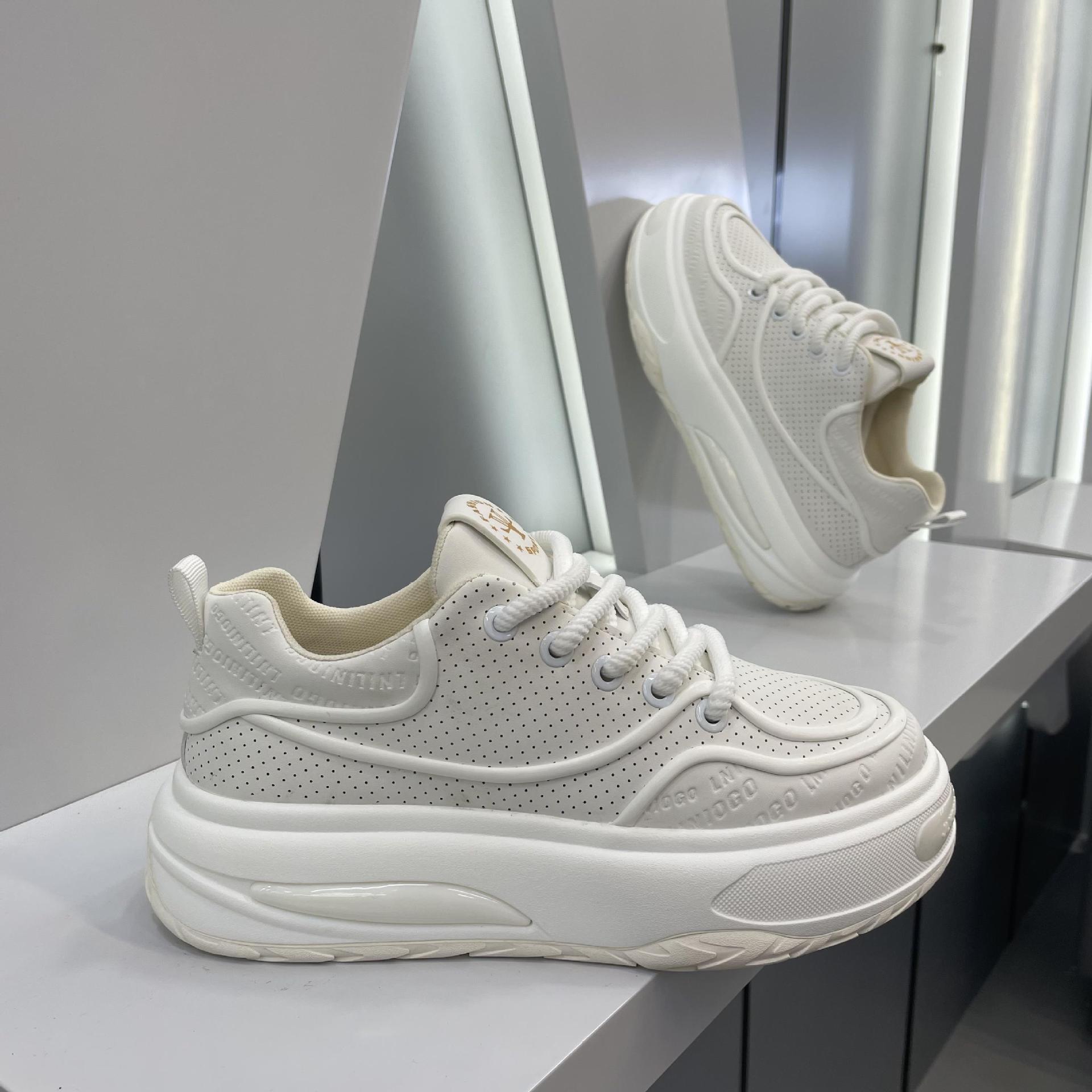 秋季新款男鞋系带低帮跑步鞋潮流鞋子增高印花时尚透气老爹鞋软底详情5