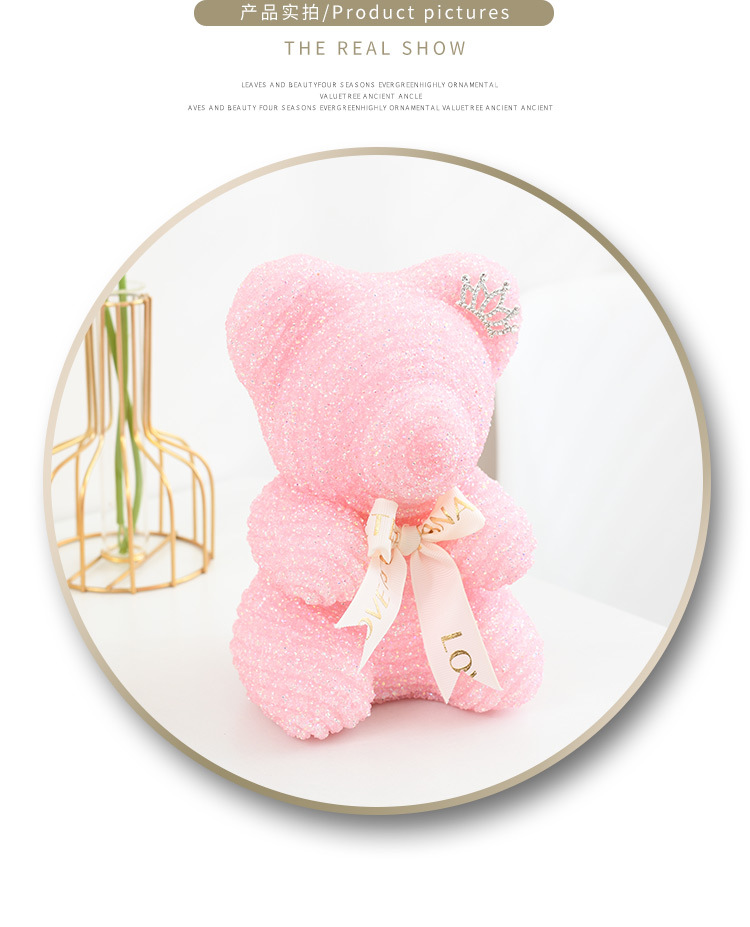亚马逊水晶钻石熊 水钻熊泡沫花玫瑰熊七夕情人节礼物玫瑰熊礼盒详情8