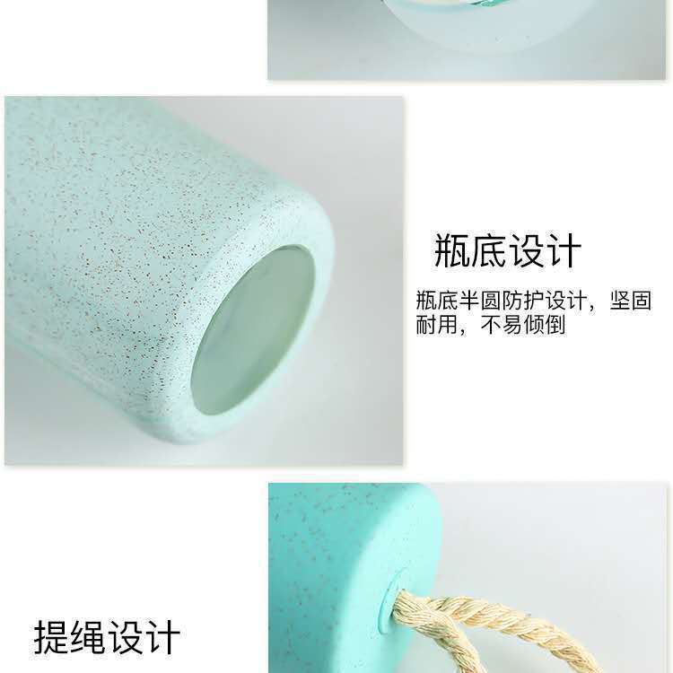新款覆膜玻璃杯女创意天然桔杆麦香杯便携随手礼品杯现货可印logo详情10