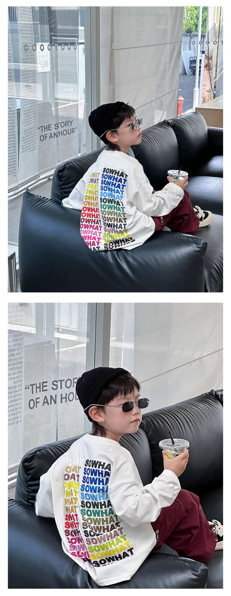 男童帅气宽松长袖t恤2025春季新款韩版字母上衣中小童圆领卫衣潮详情5