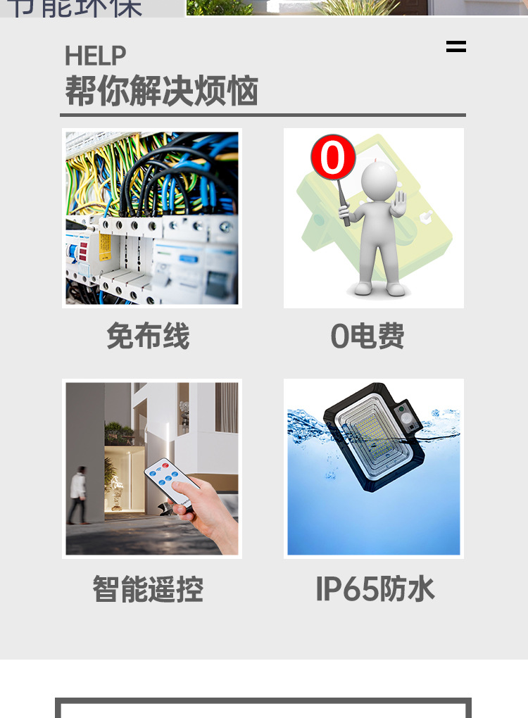 Cross-border special supply of solar floodlights, split-type ultra-bright garden lights, home outdoor wall lights, advertising floodlights pic 2