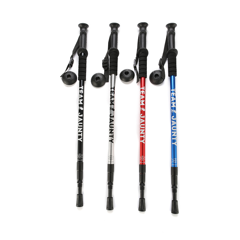 Three-section telescopic straight handle curved handle high-strength aluminum alloy outdoor hiking poles, walking sticks and walking crutches pic 1