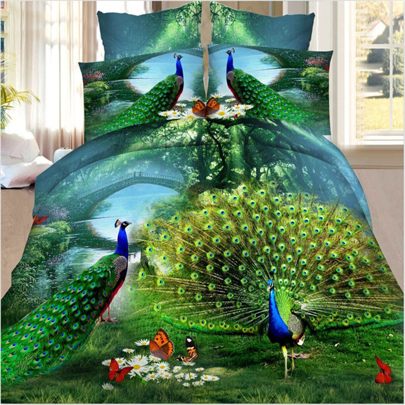Wholesale of 3D four-piece sets of printed bedding for export with active brushed large patterns pic 33