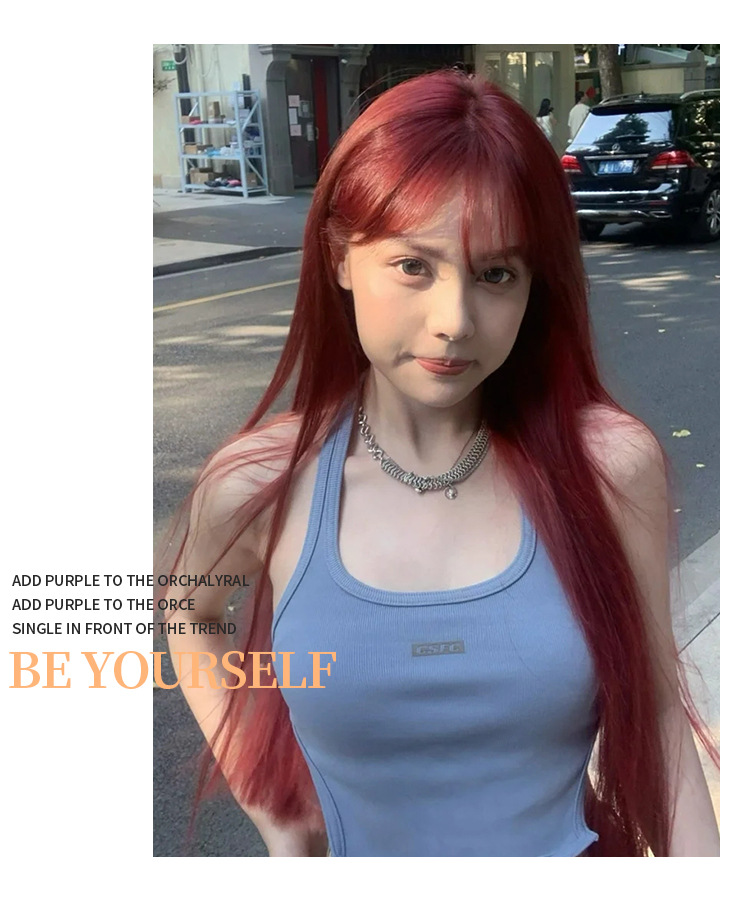 假发全头套芭比自然齐刘海网红黑长直发假发女白金色假发仿真发女详情11