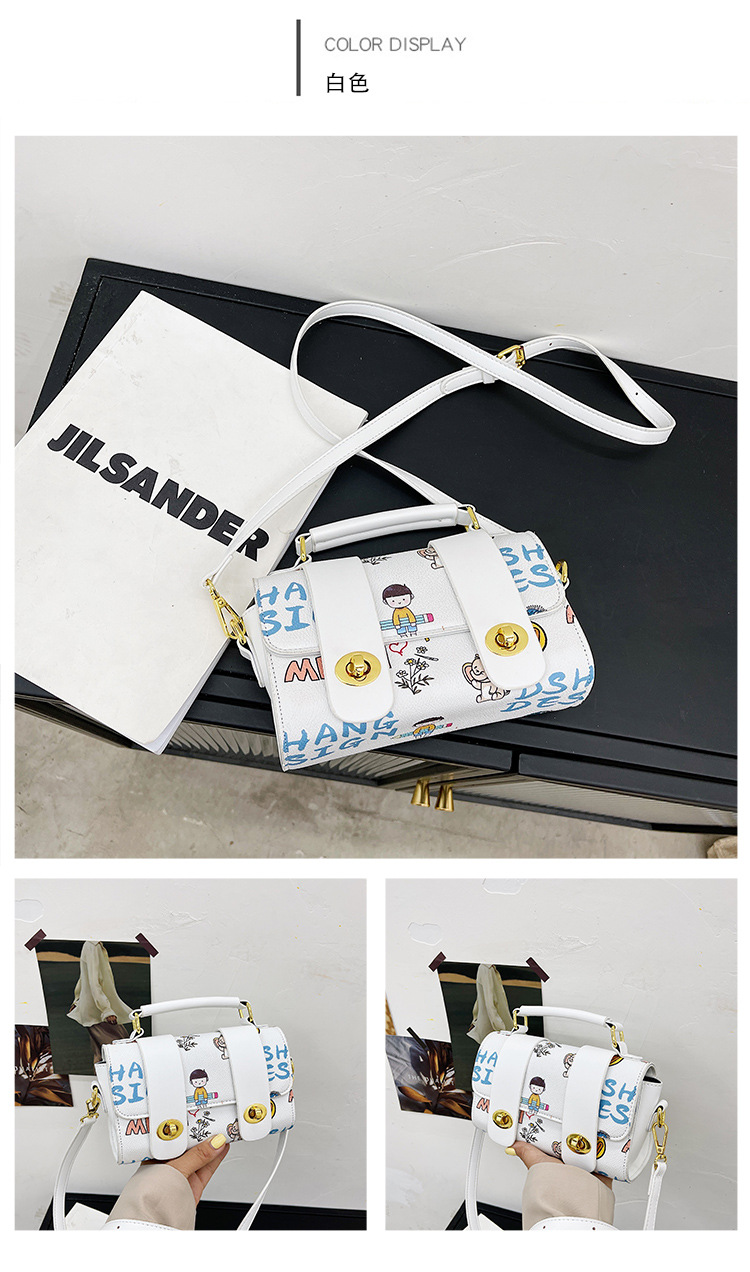 PU popular hand-held small bag for girls 2021 new Korean style fashion graffiti Instagram teenage girl single-shoulder crossbody pillow bag pic 7