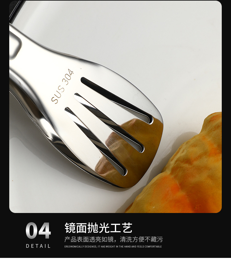 304 stainless steel food tongs, self-service fast food tongs, barbecue, baking bread, grilled meat, fried steak food tongs, meal tongs pic 9