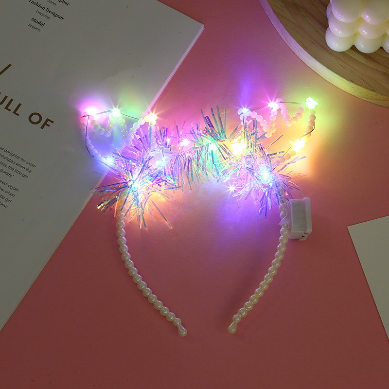 厂家批发成人儿童装饰蝴蝶结兔耳朵独角兽发光发箍闪光派对装饰品详情9